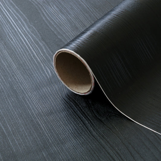d-c-fix Quadro Black Textured Thick Wood Sticky Back Furniture Wrap