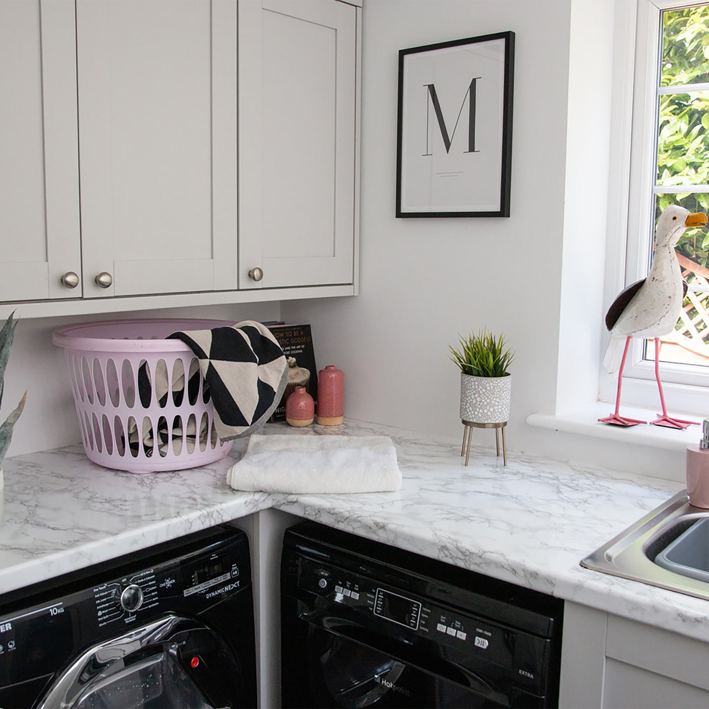 d-c-fix White Grey Marmi Marble Sticky Back Furniture & Kitchen Wrap